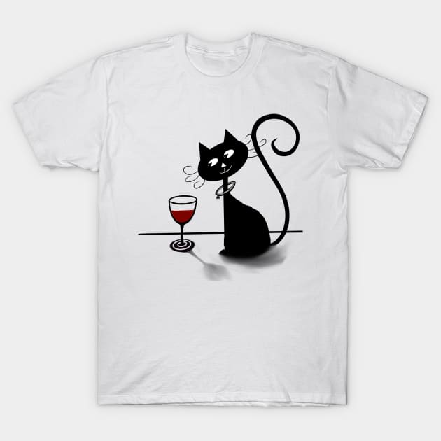 Cat and top wine shirt